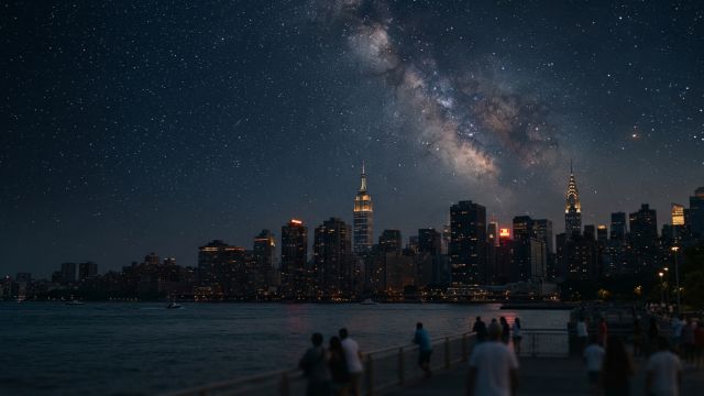 Space - Near-Infrared Filter Reveals Milky Way Over Manhattan