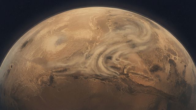 Space - Hubble tracks regional dust storm sweeping across Mars