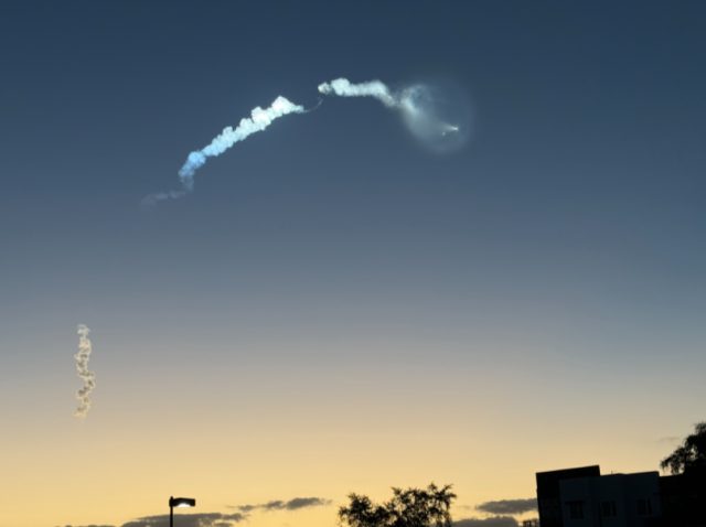 Science & Nature - Space jellyfish: glowing rocket plumes in the twilight sky