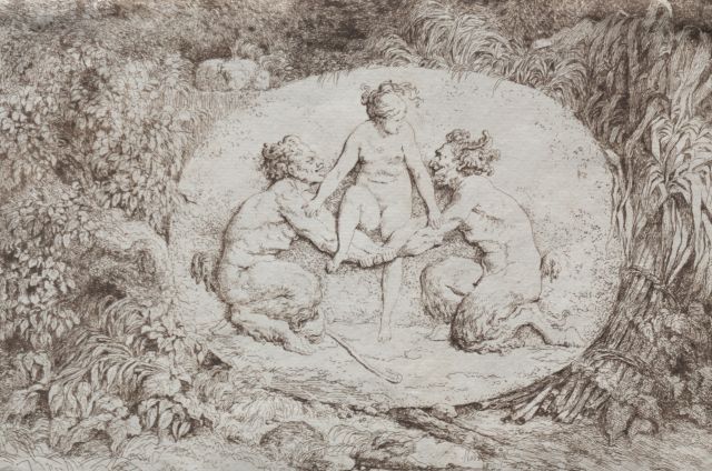 Art Minute - Bacchanales: Nymph Supported by Two Satyrs, Jean-Honoré Fragonard